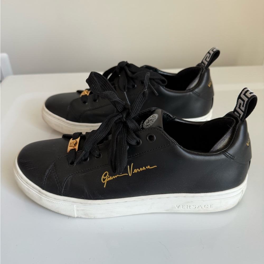 Versace Black Sneakers with Gold Accents size 39 EU